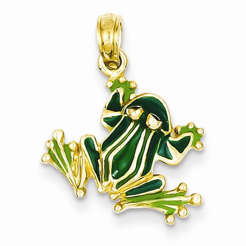 14k Gold Enamel Small Bug Eyed Frog Pendant, Pendants for Necklace