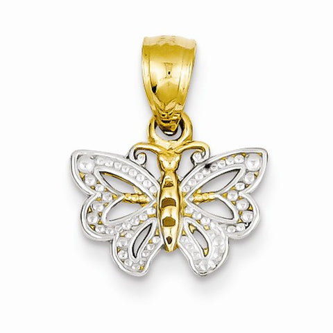 14k Gold Rhodium Butterfly Pendant, Pendants for Necklace