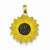 14k Gold Enameled Yellow Sunflower Pendant, Pendants for Necklace