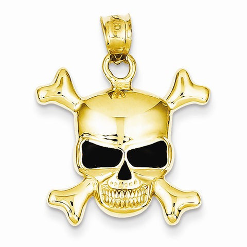 14k Gold Enameled Skull Pendant, Pendants for Necklace