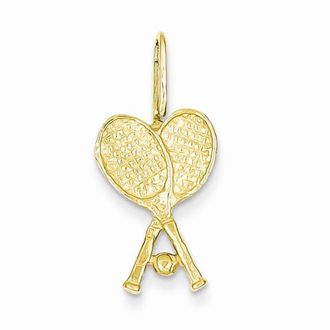 14k Gold Crossed Tennis Racquets with Ball Pendant, Pendants for Necklace