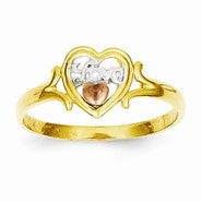 14k Yellow & Rose Gold w/Rhodium Love Heart Ring