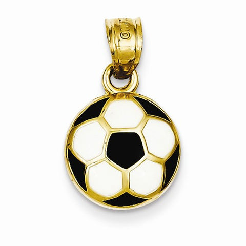 14k Gold Enameled Soccer Ball pendant, Fine Pendants for Necklace
