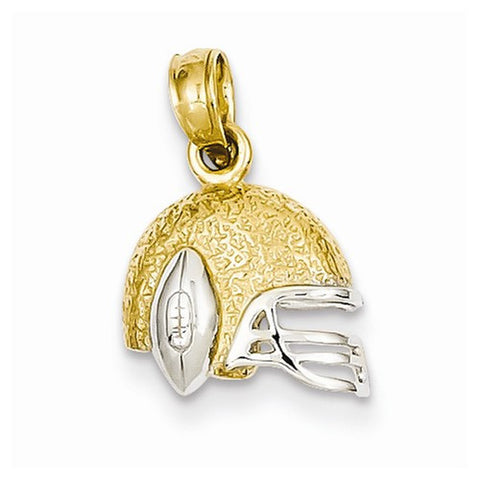 14k Gold Two-tone Football Helmet and Ball Pendant, Pendants for Necklace