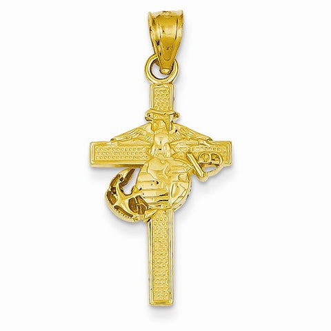 14k Gold Marine Corps Cross Pendant, Pendants for Necklace