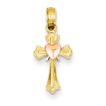 14k Gold Two-tone Budded Cross Charm hide-image