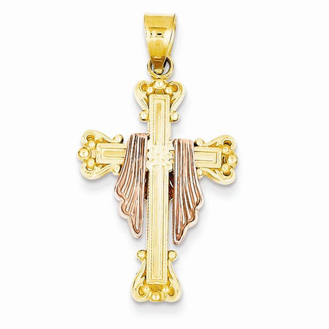 14k Gold Two-tone Draped Cross pendant, Dazzling Pendants for Necklace