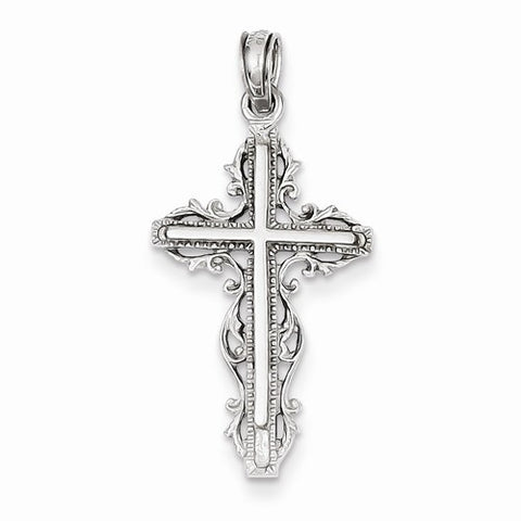 14k White Gold Fancy Latin Cross Pendant, Pendants for Necklace