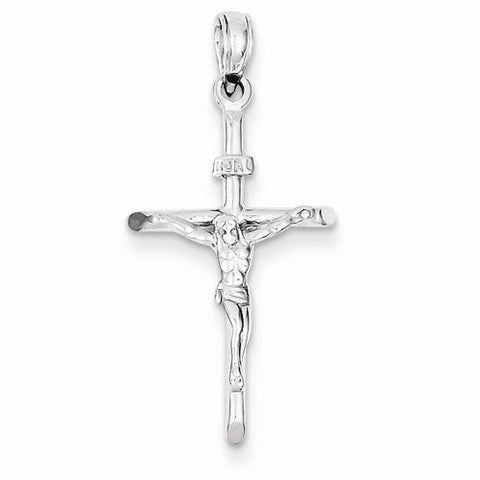 14k White Gold INRI Crucifix pendant, Classy Pendants for Necklace