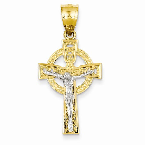 14k Gold Two-tone Iona Crucifix Pendant, Pendants for Necklace