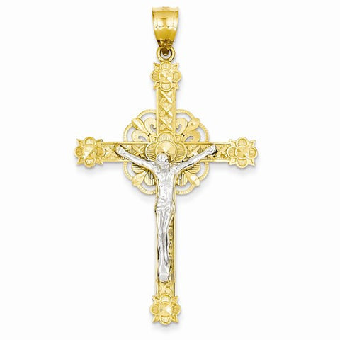 14k Gold Two-tone Celtic Crucifix Pendant, Pendants for Necklace