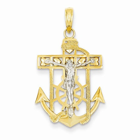 14k Gold Two-tone Mariner's Crucifix pendant, Dazzling Pendants for Necklace