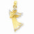 14k Gold w/Rhodium Angel w/Harp Pendant, Pendants for Necklace