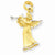 14k Gold w/Rhodium Angel w/Flute Pendant, Pendants for Necklace