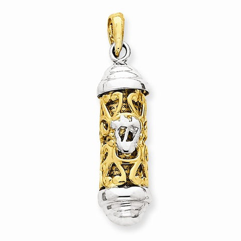 14k Gold Two-tone Mezuzah pendant, Gorgeous Pendants for Necklace