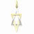 14k Gold Two-tone Elongated Jewish Star of David Pendant, Pendants for Necklace