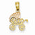 14k Gold Two-tone Baby Stroller Pendant, Pendants for Necklace