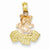 14k Gold Two-tone Teddy Bear w/ABC Blocks Pendant, Pendants for Necklace