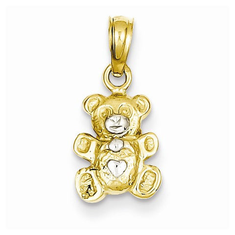 14k Gold Rhodium Teddy Bear Pendant, Pendants for Necklace