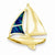 14k Gold Imitation Opal Sailboat Slide Pendant, Pendants for Necklace