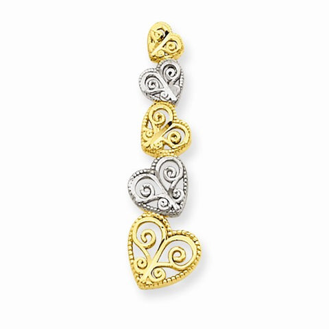 14k Gold & Rhodium Diamond-cut Hearts Chain Slide Pendant, Pendants for Necklace