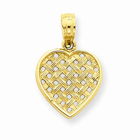 14k Gold Basket Weave Heart pendant, Appealing Pendants for Necklace