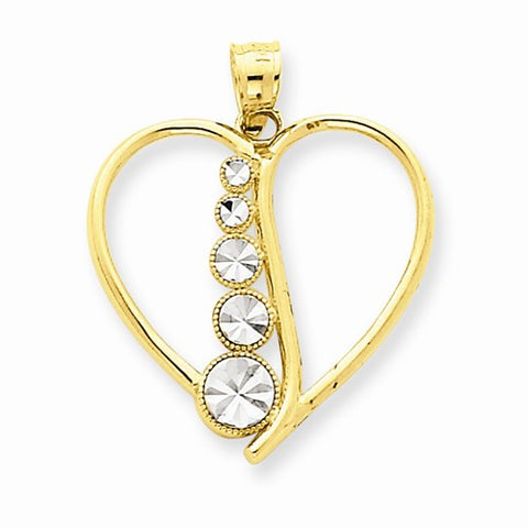 14k Gold Two-tone Diamond-cut Cascading Circles Heart Pendant, Pendants for Necklace