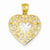 14k Gold and Rhodium Filigree Heart Pendant, Pendants for Necklace