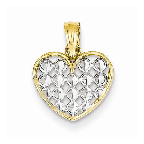14k Gold & Rhodium Diamond-cut Heart Pendant, Dazzling Pendants for Necklace