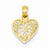 14k Gold Diamond-cut Filigree Heart w/Flower Pendant, Pendants for Necklace