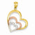 14k Gold Two-tone and Rhodium Heart Pendant, Pendants for Necklace