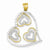14k Gold and Rhodium Diamond-cut Heart Pendant, Pendants for Necklace