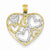 14k Gold Two-tone Diamond-cut Heart pendant, Pretty Pendants for Necklace