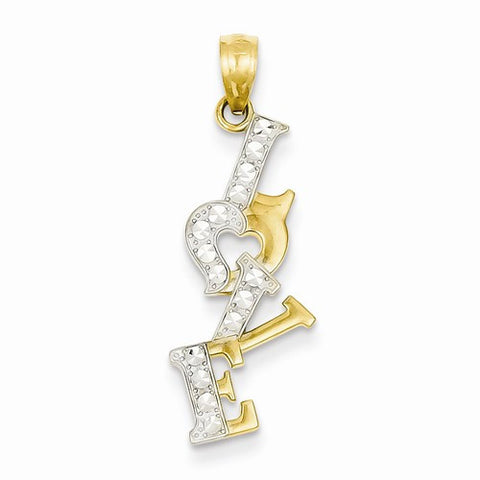 14k Gold and Rhodium Love Pendant, Pendants for Necklace