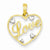 14k Gold & Rhodium Love Heart Pendant, Pendants for Necklace