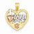 14k Gold Two-tone and Rhodium I Love You Heart pendant, Classy Pendants for Necklace