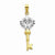 14k Gold and Rhodium Heart Key Pendant, Pendants for Necklace