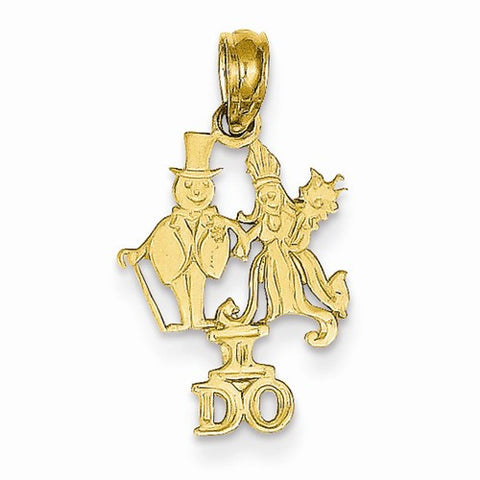 14k Gold I Do Bride & Groom Pendant, Pendants for Necklace