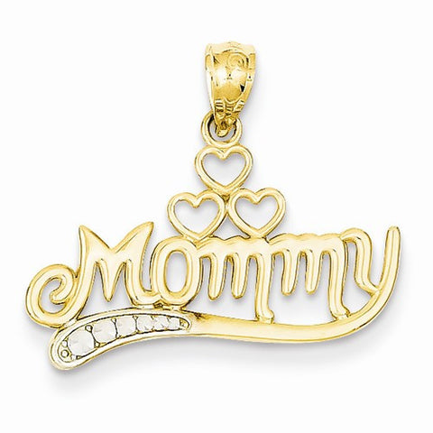 14k Gold and Rhodium Mommy Pendant, Pendants for Necklace