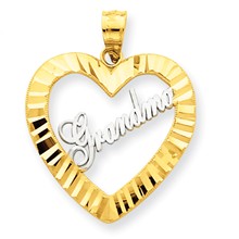 14k Gold and Rhodium Diamond-cut Grandma Charm hide-image