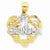 14k Gold Two-tone and Rhodium #1 Grandma Heart pendant, Charm