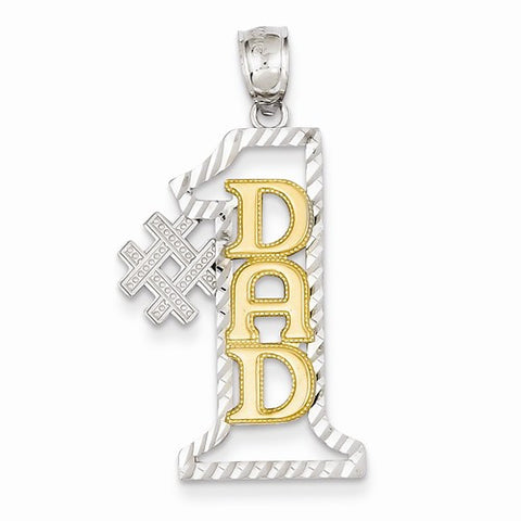 14k Gold Two-tone #1 Dad D/C Pendant, Pendants for Necklace