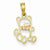 14k Gold Two-tone Teddy Bear w/Bow Pendant, Pendants for Necklace