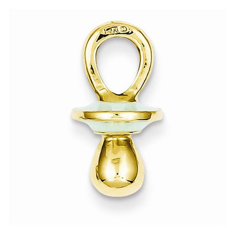 14k Gold Blue Enameled Pacifier Pendant, Pendants for Necklace