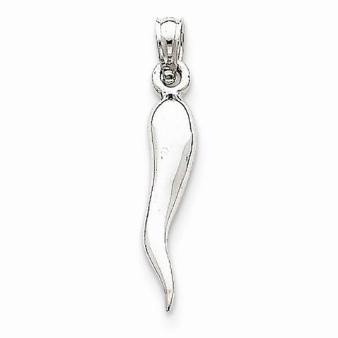 14k White Gold Small Italian Horn Pendant, Pendants for Necklace