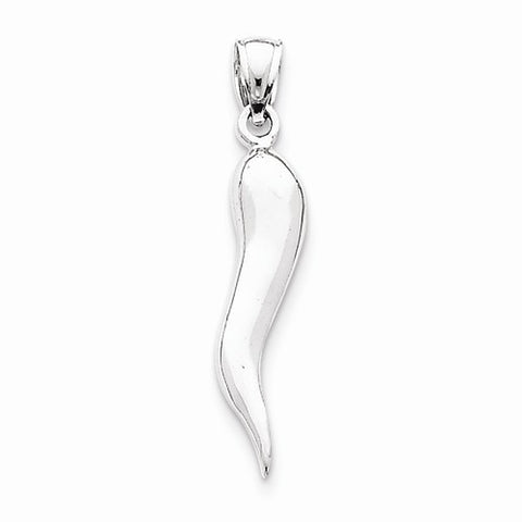 14k White Gold Italian Horn Pendant, Pendants for Necklace