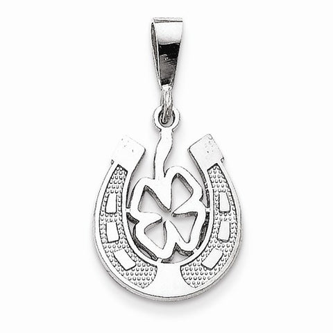 14k White Gold Good Luck Clover Pendant, Pendants for Necklace