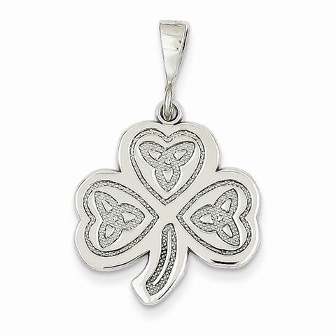14k White Gold Trinity Clover Pendant, Pendants for Necklace