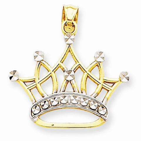 14k Gold and Rhodium Crown pendant, Delightful Pendants for Necklace