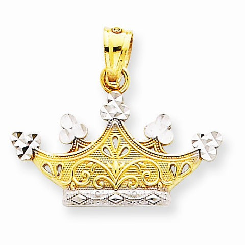 14k Gold and Rhodium Crown pendant, Pendants for Necklace